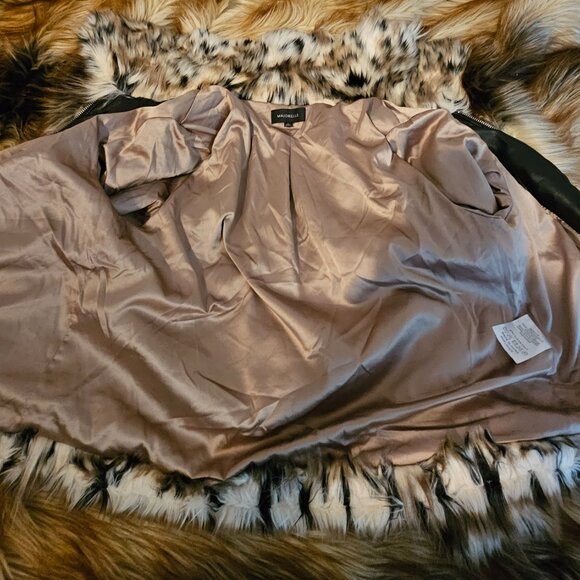 Majorelle S Faux Cheetah Fur Coat Faux Leather Accents Zippered Wildcat Soft - Picture 7 of 8
